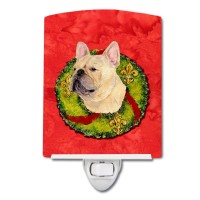 Carolines Treasures Ss4175Cnl French Bulldog Cristmas Wreath Ceramic Night Light Compact Ulcertified Ideal For Bedroom Bath