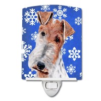 Carolines Treasures Sc9772Cnl Wire Fox Terrier Winter Snowflakes Ceramic Night Light Compact Ulcertified Ideal For Bedroom