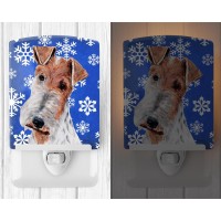 Carolines Treasures Sc9772Cnl Wire Fox Terrier Winter Snowflakes Ceramic Night Light Compact Ulcertified Ideal For Bedroom