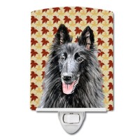 Carolines Treasures Sc9238Cnl Belgian Sheepdog Fall Leaves Portrait Ceramic Night Light Compact Ulcertified Ideal For Bedroo