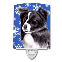 Carolines Treasures Sc9367Cnl Border Collie Winter Snowflakes Holiday Ceramic Night Light Compact Ulcertified Ideal For Bedr