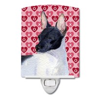 Carolines Treasures Ss4480Cnl Rat Terrier Hearts Love And Valentines Day Portrait Ceramic Night Light Compact Ulcertified I