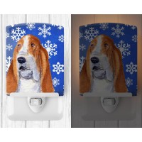 Carolines Treasures Ss4666Cnl Basset Hound Winter Snowflakes Holiday Ceramic Night Light Compact Ulcertified Ideal For Bedro