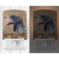 Carolines Treasures Ss4095Cnl Irish Wolfhound On Faux Burlap With Pine Cones Ceramic Night Light Compact Ulcertified Ideal F