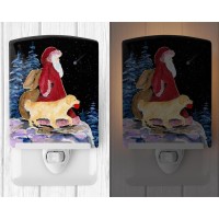 Carolines Treasures Ss8973Cnl Santa Claus With Golden Retriever Ceramic Night Light Compact Ulcertified Ideal For Bedroom B