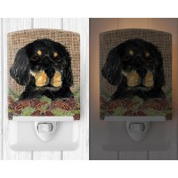 Carolines Treasures Ss4104Cnl Gordon Setter On Faux Burlap With Pine Cones Ceramic Night Light Compact Ulcertified Ideal For