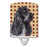 Carolines Treasures Sc9540Cnl Black Cocker Spaniel Fall Leaves Ceramic Night Light Compact Ulcertified Ideal For Bedroom Ba