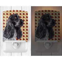 Carolines Treasures Sc9540Cnl Black Cocker Spaniel Fall Leaves Ceramic Night Light Compact Ulcertified Ideal For Bedroom Ba