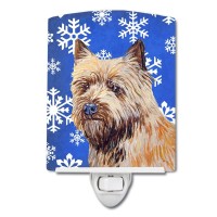 Carolines Treasures Lh9275Cnl Cairn Terrier Winter Snowflakes Holiday Ceramic Night Light Compact Ulcertified Ideal For Bedr