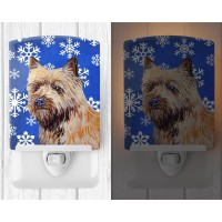 Carolines Treasures Lh9275Cnl Cairn Terrier Winter Snowflakes Holiday Ceramic Night Light Compact Ulcertified Ideal For Bedr