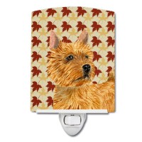 Carolines Treasures Ss4357Cnl Norwich Terrier Fall Leaves Portrait Ceramic Night Light Compact Ulcertified Ideal For Bedroom