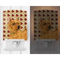 Carolines Treasures Ss4357Cnl Norwich Terrier Fall Leaves Portrait Ceramic Night Light Compact Ulcertified Ideal For Bedroom