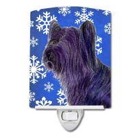 Carolines Treasures Ss4601Cnl Skye Terrier Winter Snowflakes Holiday Ceramic Night Light Compact Ulcertified Ideal For Bedro