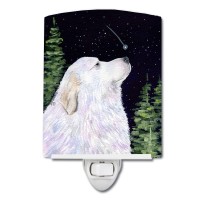 Carolines Treasures Ss8470Cnl Starry Night Great Pyrenees Ceramic Night Light Compact Ulcertified Ideal For Bedroom Bathroo