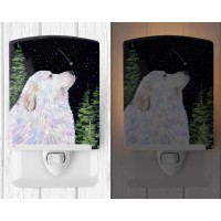 Carolines Treasures Ss8470Cnl Starry Night Great Pyrenees Ceramic Night Light Compact Ulcertified Ideal For Bedroom Bathroo