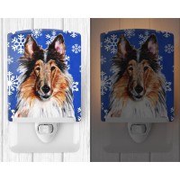 Carolines Treasures Sc9766Cnl Collie Winter Snowflakes Ceramic Night Light Compact Ulcertified Ideal For Bedroom Bathroom