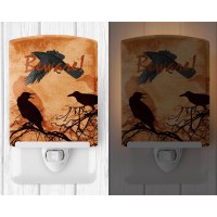 Carolines Treasures Sb3009Cnl Beware Of The Black Crows Halloween Ceramic Night Light Compact Ulcertified Ideal For Bedroom