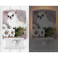 Carolines Treasures Mh1019Cnl Chihuahua White Flowers Ceramic Night Light Compact Ulcertified Ideal For Bedroom Bathroom N