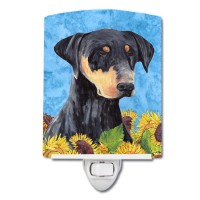 Carolines Treasures Sc9073Cnl Doberman In Summer Flowers Ceramic Night Light Compact Ulcertified Ideal For Bedroom Bathroom