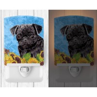 Carolines Treasures Sc9062Cnl Pug In Summer Flowers Ceramic Night Light Compact Ulcertified Ideal For Bedroom Bathroom Nur