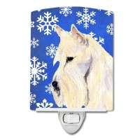 Carolines Treasures Ss4668Cnl Scottish Terrier Winter Snowflakes Holiday Ceramic Night Light Compact Ulcertified Ideal For B