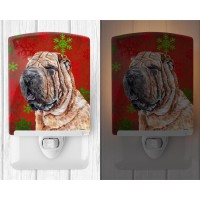 Carolines Treasures Sc9743Cnl Shar Pei Red Snowflakes Holiday Ceramic Night Light Compact Ulcertified Ideal For Bedroom Bat