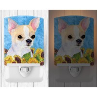 Carolines Treasures Ss4243Cnl Chihuahua In Summer Flowers Ceramic Night Light Compact Ulcertified Ideal For Bedroom Bathroo