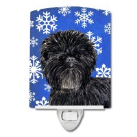 Carolines Treasures Ss4649Cnl Affenpinscher Winter Snowflakes Holiday Ceramic Night Light Compact Ulcertified Ideal For Bedr