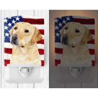 Carolines Treasures Sc9018Cnl Usa American Flag With Labrador Ceramic Night Light Compact Ulcertified Ideal For Bedroom Bat