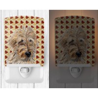 Carolines Treasures Sc9691Cnl Golden Doodle 2 Fall Leaves Ceramic Night Light Compact Ulcertified Ideal For Bedroom Bathroo