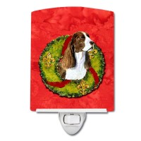 Carolines Treasures Ss4200Cnl Springer Spaniel Cristmas Wreath Ceramic Night Light Compact Ulcertified Ideal For Bedroom Ba