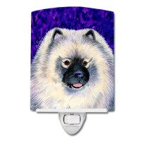 Carolines Treasures Ss8691Cnl Keeshond Ceramic Night Light Compact Ulcertified Ideal For Bedroom Bathroom Nursery Hallway