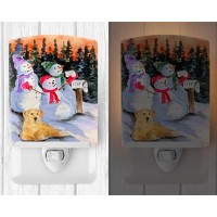 Carolines Treasures Ss8989Cnl Snowman With Golden Retriever Ceramic Night Light Compact Ulcertified Ideal For Bedroom Bathr