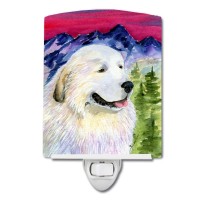 Carolines Treasures Ss8473Cnl Great Pyrenees Ceramic Night Light Compact Ulcertified Ideal For Bedroom Bathroom Nursery H