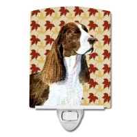 Carolines Treasures Ss4343Cnl Springer Spaniel Fall Leaves Portrait Ceramic Night Light Compact Ulcertified Ideal For Bedroo