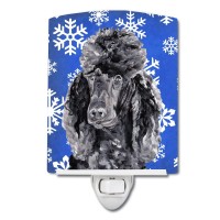 Carolines Treasures Sc9770Cnl Black Standard Poodle Winter Snowflakes Ceramic Night Light Compact Ulcertified Ideal For Bedr