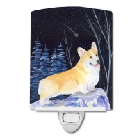 Carolines Treasures Ss8353Cnl Starry Night Corgi Ceramic Night Light Compact Ulcertified Ideal For Bedroom Bathroom Nurser