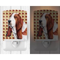 Carolines Treasures Sc9212Cnl Basset Hound Fall Leaves Portrait Ceramic Night Light Compact Ulcertified Ideal For Bedroom B