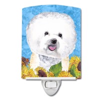 Carolines Treasures Sc9059Cnl Bichon Frise In Summer Flowers Ceramic Night Light Compact Ulcertified Ideal For Bedroom Bath