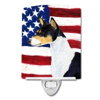 Carolines Treasures Ss4041Cnl Usa American Flag With Basenji Ceramic Night Light Compact Ulcertified Ideal For Bedroom Bath