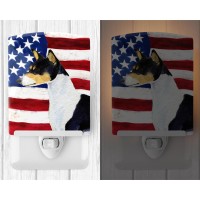 Carolines Treasures Ss4041Cnl Usa American Flag With Basenji Ceramic Night Light Compact Ulcertified Ideal For Bedroom Bath