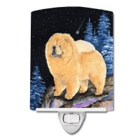 Carolines Treasures Ss8454Cnl Starry Night Chow Chow Ceramic Night Light Compact Ulcertified Ideal For Bedroom Bathroom Nu