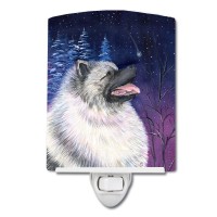 Carolines Treasures Ss8350Cnl Starry Night Keeshond Ceramic Night Light Compact Ulcertified Ideal For Bedroom Bathroom Nur