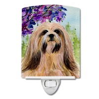 Carolines Treasures Ss8436Cnl Lhasa Apso Ceramic Night Light Compact Ulcertified Ideal For Bedroom Bathroom Nursery Hallw