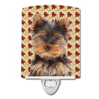 Carolines Treasures Kj1209Cnl Fall Leaves Yorkie Puppyyorkshire Terrier Ceramic Night Light Compact Ulcertified Ideal For B