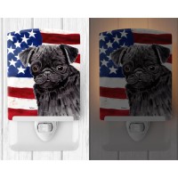 Carolines Treasures Sc9011Cnl Usa American Flag With Pug Ceramic Night Light Compact Ulcertified Ideal For Bedroom Bathroom