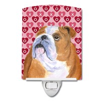 Carolines Treasures Ss4491Cnl Bulldog English Hearts Love Valentines Day Ceramic Night Light Compact Ulcertified Ideal For