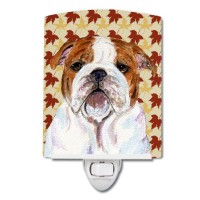 Carolines Treasures Ss4372Cnl Bulldog English Fall Leaves Portrait Ceramic Night Light Compact Ulcertified Ideal For Bedroom