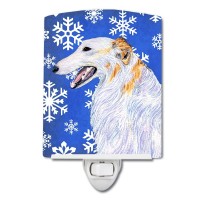 Carolines Treasures Ss4613Cnl Borzoi Winter Snowflakes Holiday Ceramic Night Light Compact Ulcertified Ideal For Bedroom Ba