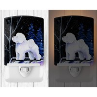 Carolines Treasures Ss8397Cnl Starry Night Bichon Frise Ceramic Night Light Compact Ulcertified Ideal For Bedroom Bathroom